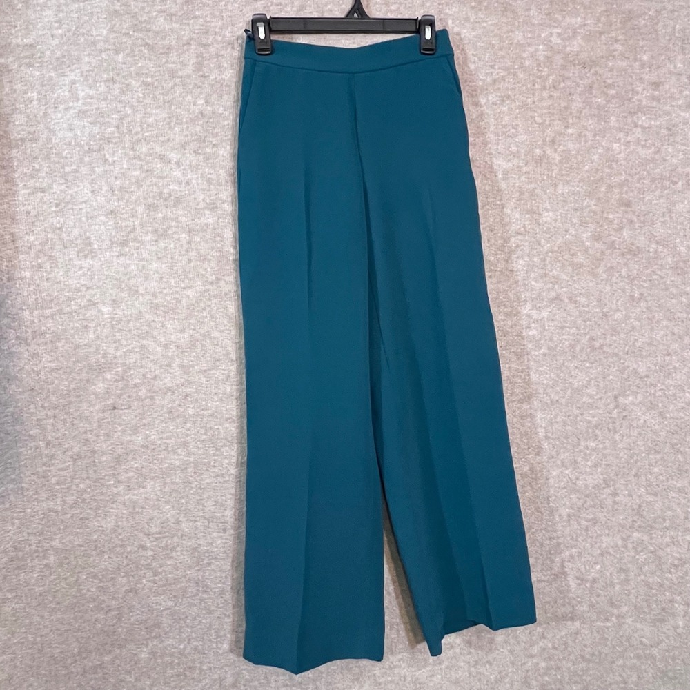 Banana Republic Hayden Wide-Leg Pants Women XXS Teal High-Rise Workwear Chic